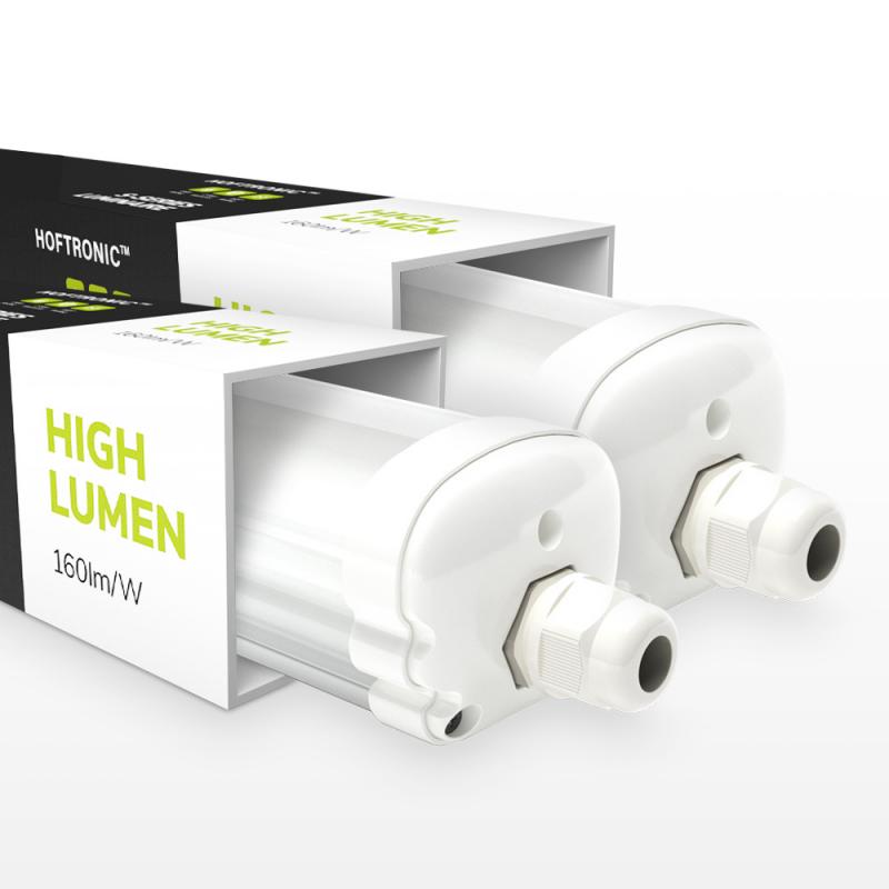 HOFTRONIC™ Set van 2 LED armaturen 120cm - IP65 Waterdicht - 24 Watt 3840 Lumen (160lm/W) - 6500K Daglicht wit - Koppelbaar - IK07 - Tri-Proof plafondverlichting