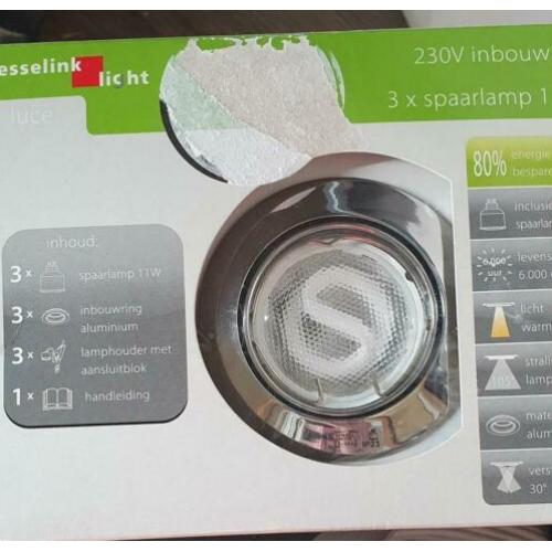 3 x 3 chroom inbouwspots nieuw