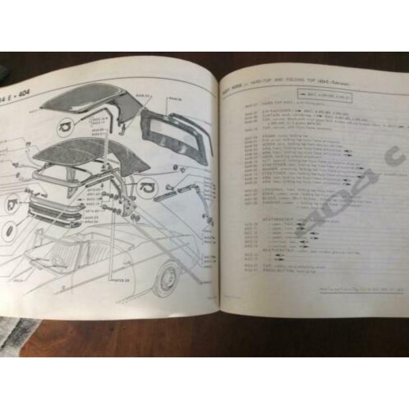 Onderdelen catalogus peugeot 404 ,cc