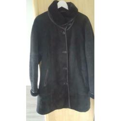Vintage mantel Jacques Jekel zwart (lammy coat) suede