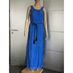 D32 La Fee Maraboutee maat S=36 lange zijden jurk blauw jurk