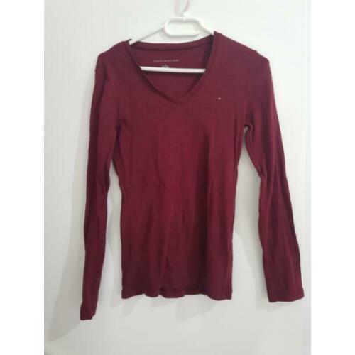Rode long sleeve trui Tommy Hilfiger | Maat M
