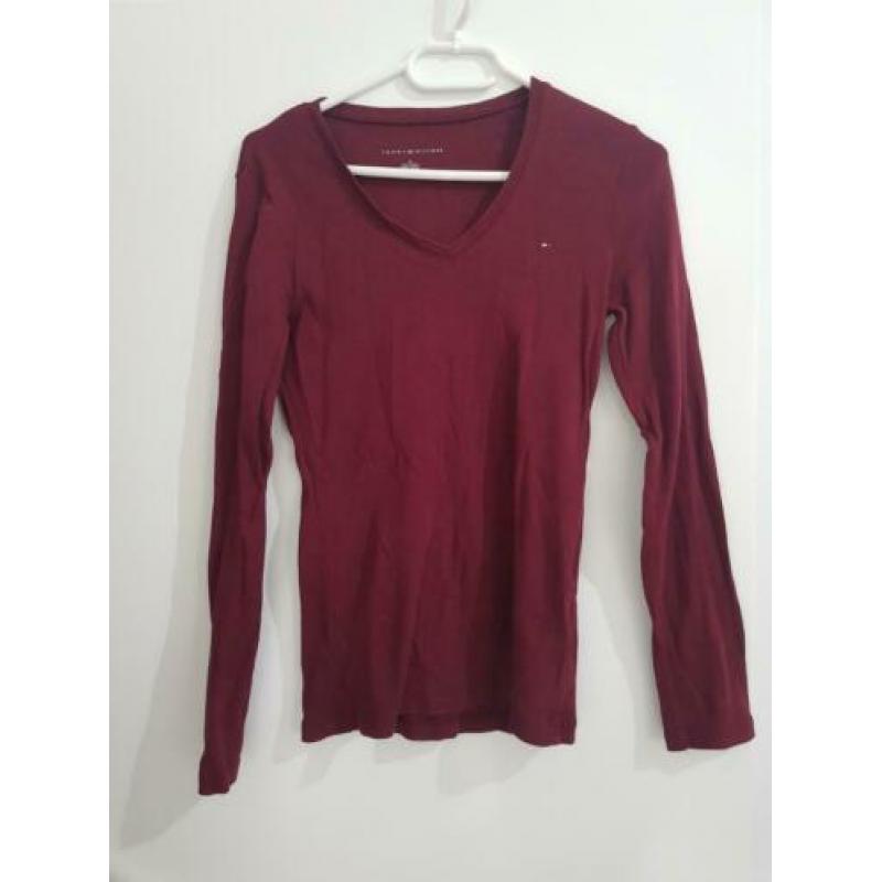 Rode long sleeve trui Tommy Hilfiger | Maat M