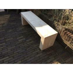 Tuinbank of eettafel bank op maat gemaakt strak model