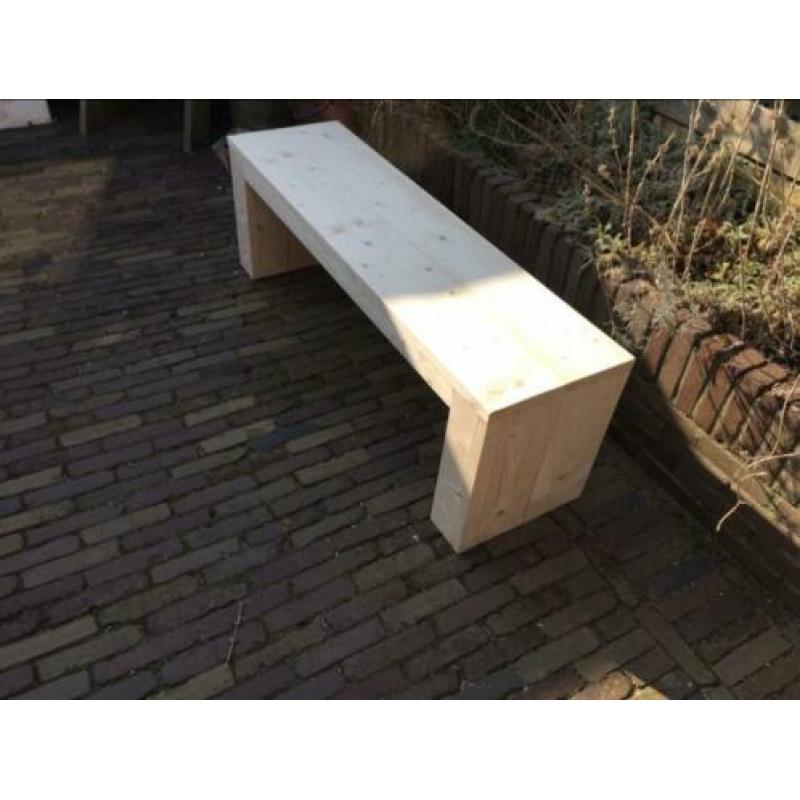 Tuinbank of eettafel bank op maat gemaakt strak model