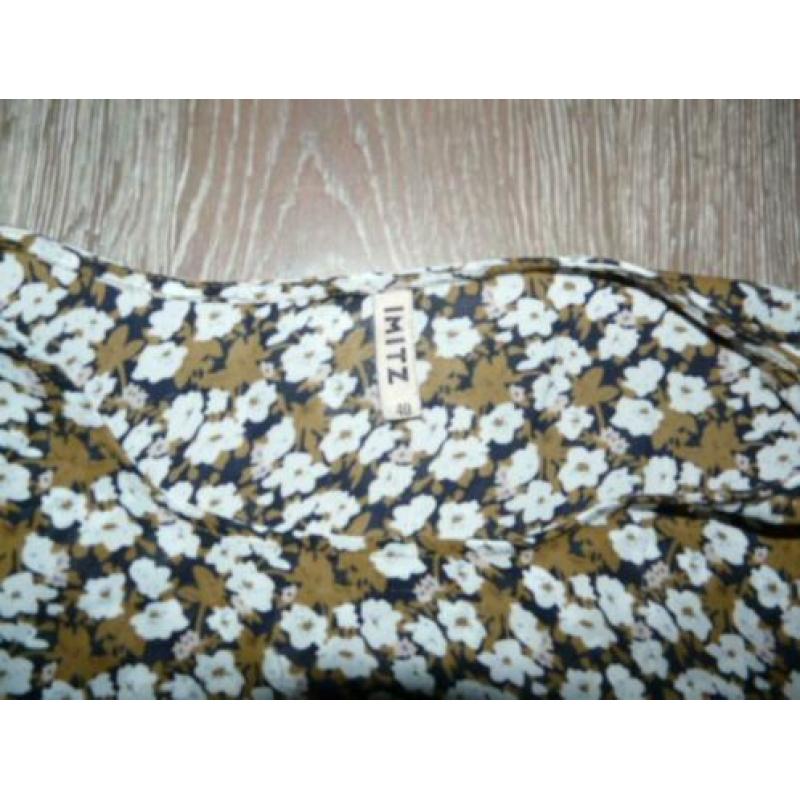 Voile gebloemde roezel blouse Imitz maat L 40 42