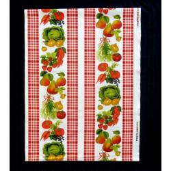RETRO! Mooi lap vintage 70's stof met ruit, groente en fruit
