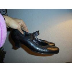 P75) zwart leer gabor pumps 6,5 g= 40 leer ook binnen lage h
