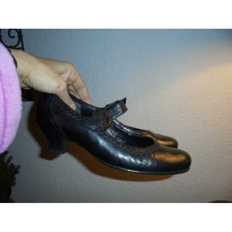 P75) zwart leer gabor pumps 6,5 g= 40 leer ook binnen lage h
