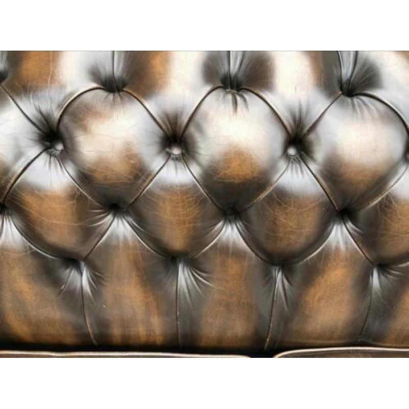 Chesterfield bank bruin gevlamd GRATIS BEZORGD!