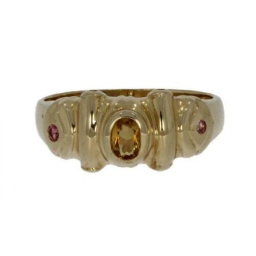14 karaats gouden dames ring Citrien en toermalijn