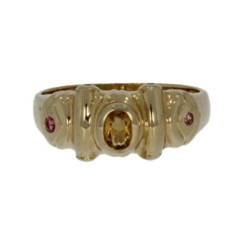14 karaats gouden dames ring Citrien en toermalijn