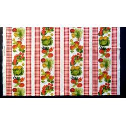 RETRO! Mooi lap vintage 70's stof met ruit, groente en fruit