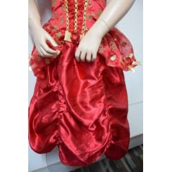 Verkleedkleren:Disney Princess Rode Belle mt 98/104 (n157)