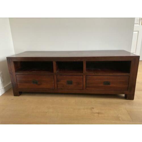 Massief houten tv meubel + salontafel