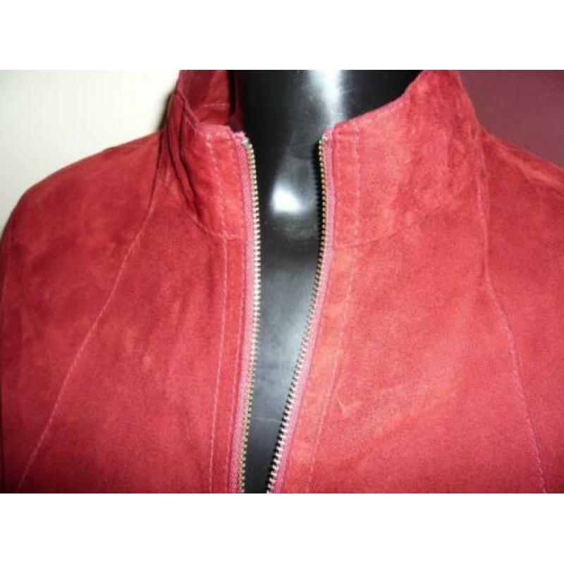 jasje rood leer en suede 2 zijden te dragen mt 36-38