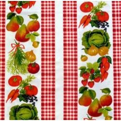 RETRO! Mooi lap vintage 70's stof met ruit, groente en fruit