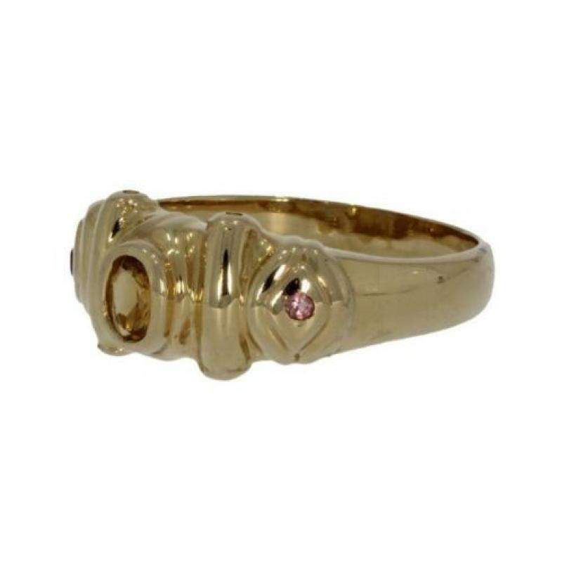 14 karaats gouden dames ring Citrien en toermalijn