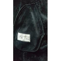 Vintage mantel Jacques Jekel zwart (lammy coat) suede
