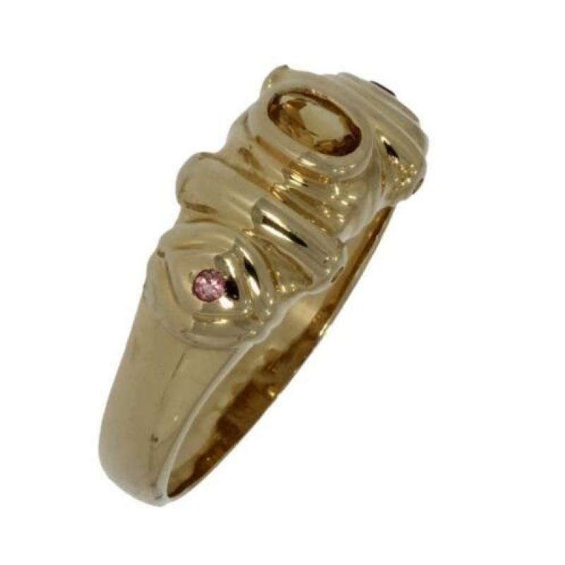 14 karaats gouden dames ring Citrien en toermalijn