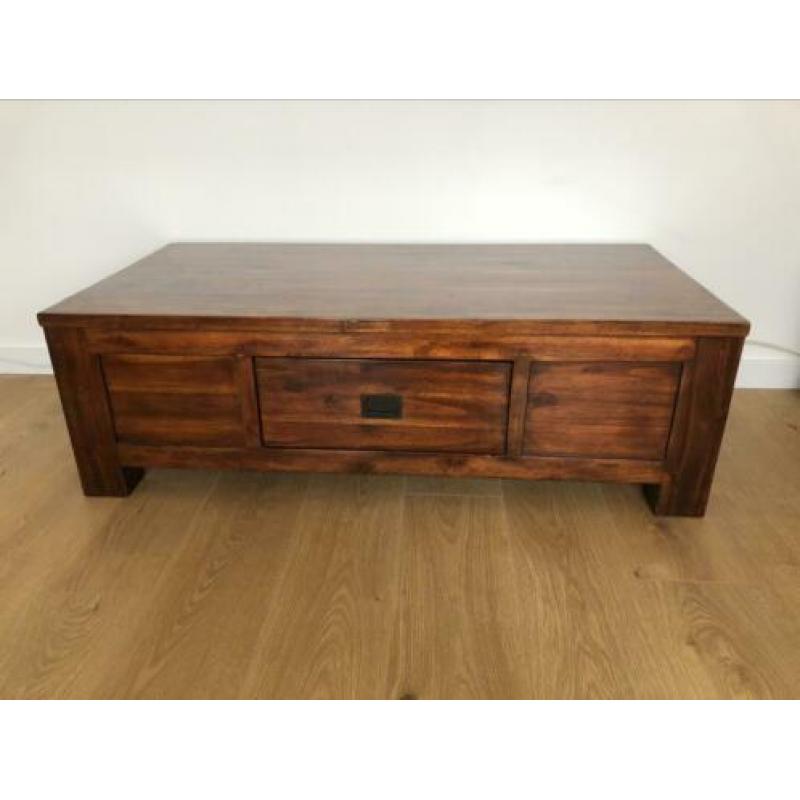 Massief houten tv meubel + salontafel