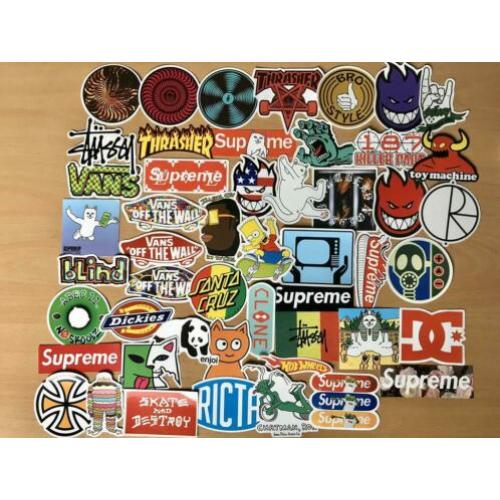 50 skate stickers oa LIMITED Supreme Thrasher Ripndip Vans