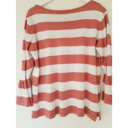Zgan! TOP "spirit" streep wit roze shirt mt l /40
