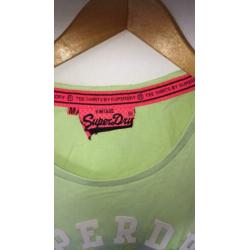 Superdry t shirt geel groen met print maat M zgan