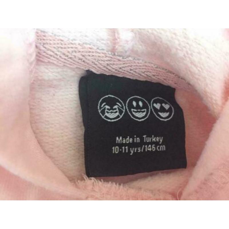 Roze kort hoodie trui met omkeerbare Smiley pailletten 146