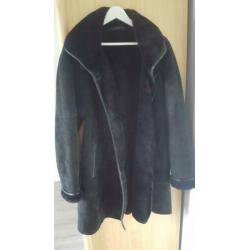 Vintage mantel Jacques Jekel zwart (lammy coat) suede