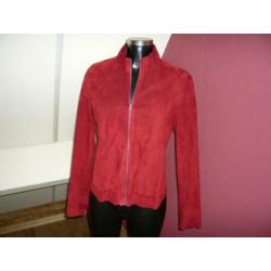 jasje rood leer en suede 2 zijden te dragen mt 36-38