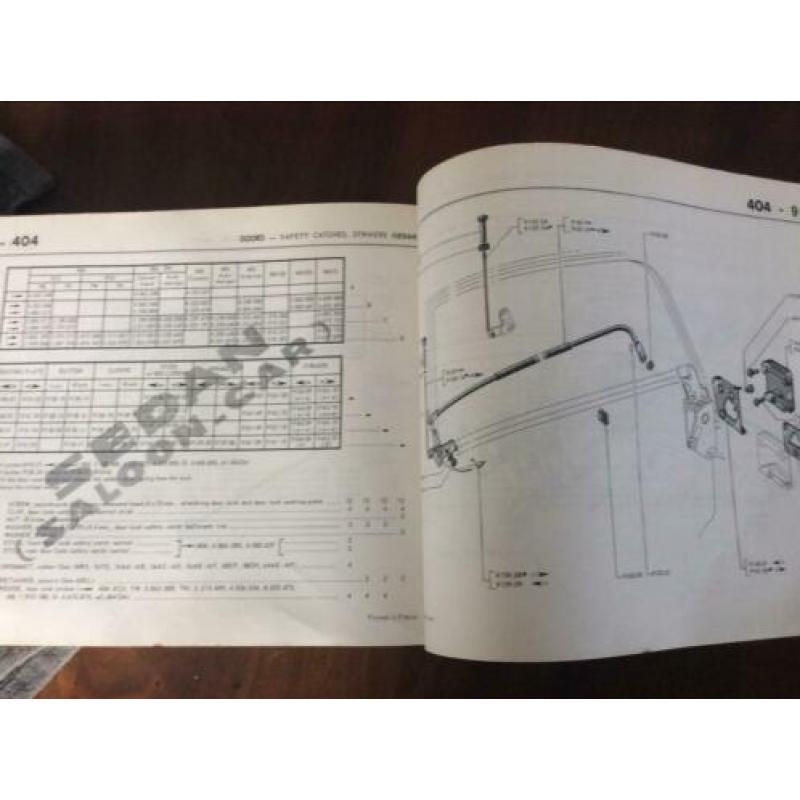 Onderdelen catalogus peugeot 404 ,cc