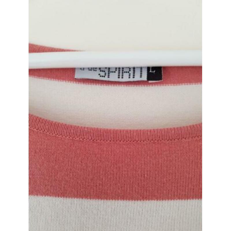 Zgan! TOP "spirit" streep wit roze shirt mt l /40