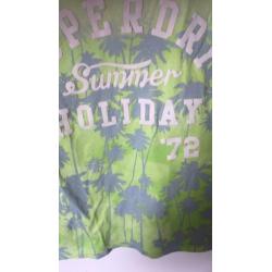 Superdry t shirt geel groen met print maat M zgan
