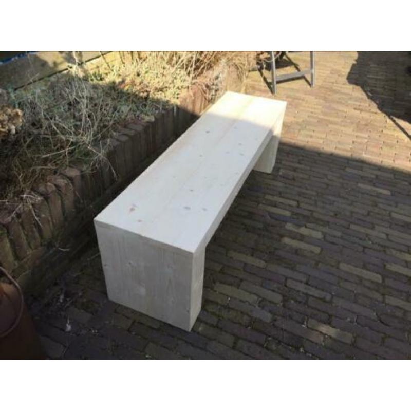 Tuinbank of eettafel bank op maat gemaakt strak model