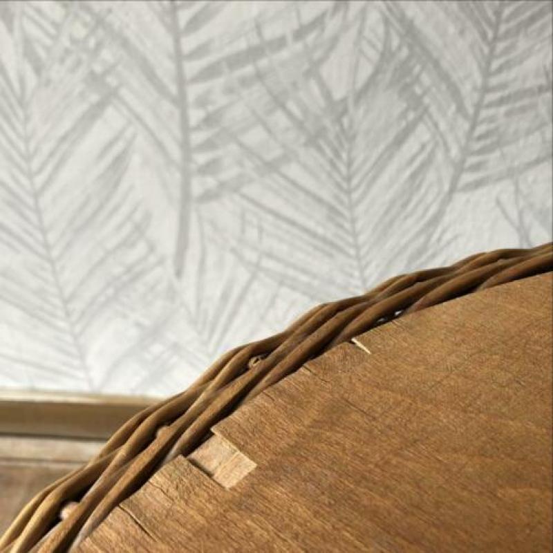 Vintage rieten rotan bohemian bijzettafel