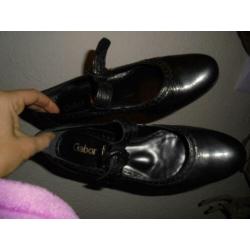 P75) zwart leer gabor pumps 6,5 g= 40 leer ook binnen lage h