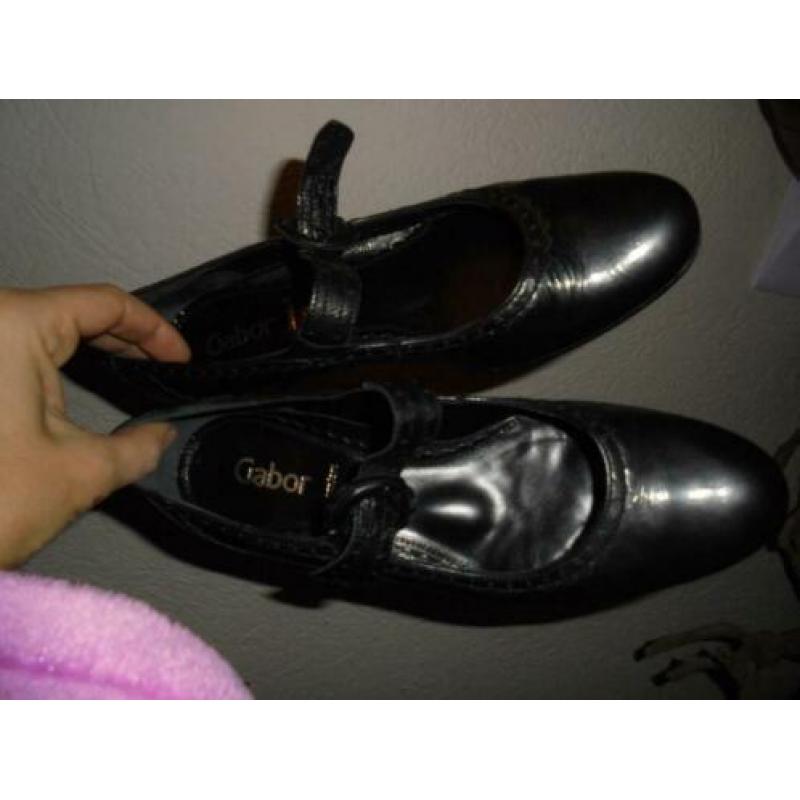 P75) zwart leer gabor pumps 6,5 g= 40 leer ook binnen lage h