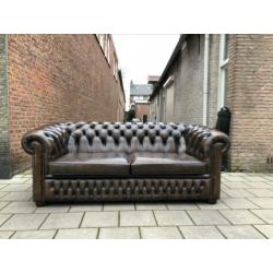 Chesterfield bank bruin gevlamd GRATIS BEZORGD!