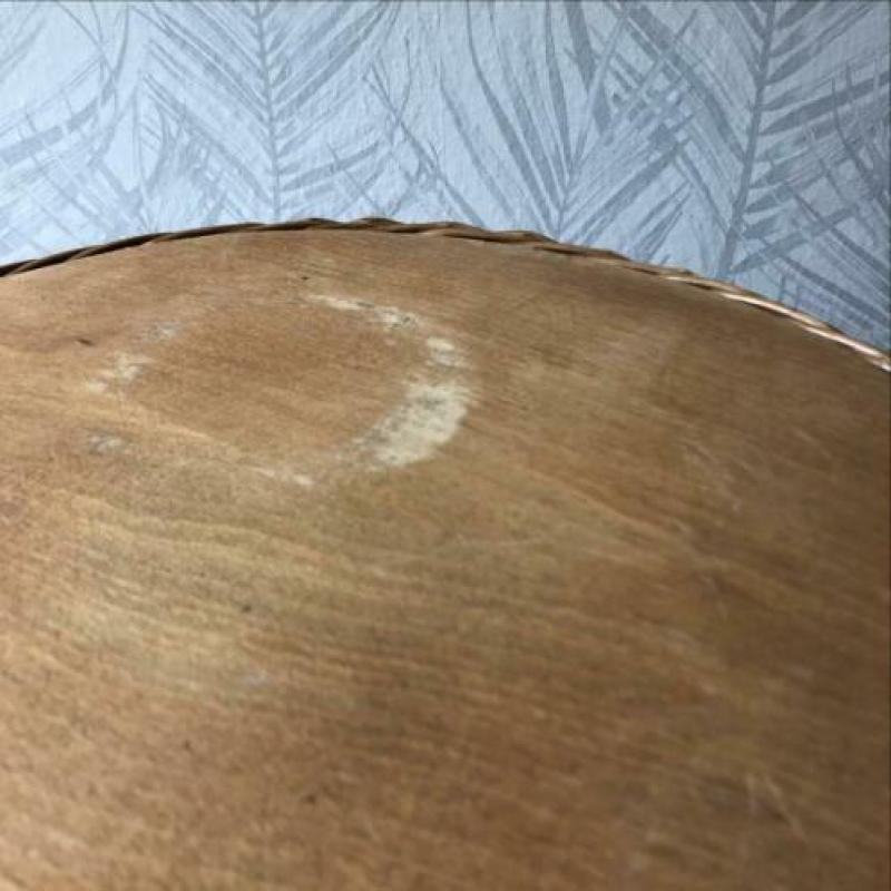 Vintage rieten rotan bohemian bijzettafel