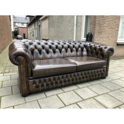 Chesterfield bank bruin gevlamd GRATIS BEZORGD!