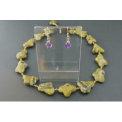 ATLANTISIET-AMETHIST ketting/oorhanger-set