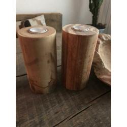 Waxinelichthouders van hout