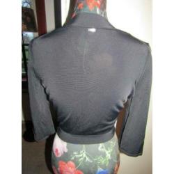 F149 ESPRIT mt S vest bolero gebreid glanskatoen strik