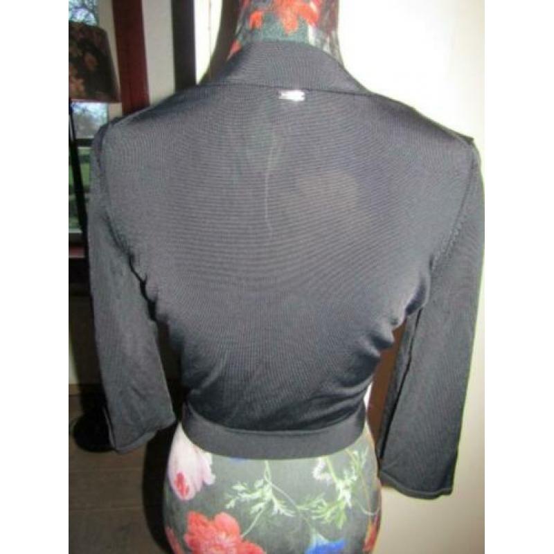 F149 ESPRIT mt S vest bolero gebreid glanskatoen strik