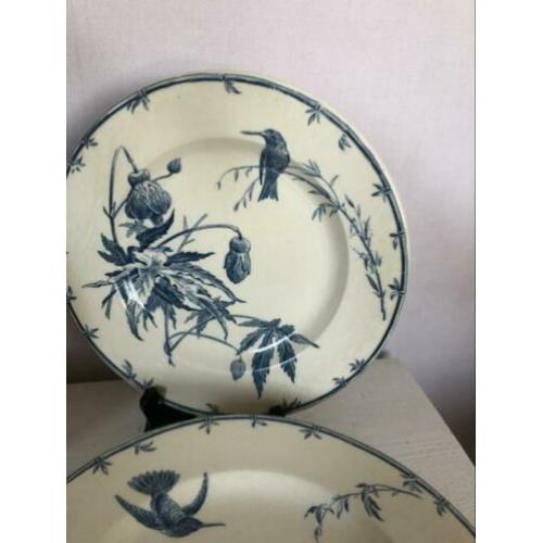 Gien Oiseaux Mouches borden 14x antiek dinerbord 1870 izgst