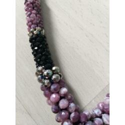 3+1 SALE!! (4) Super aparte ketting zwart met paars