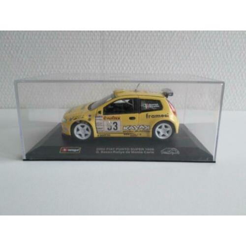 Fiat Punto Super 1600 geel 1:32 Bburago (in vitrinebox)