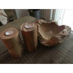 Waxinelichthouders van hout