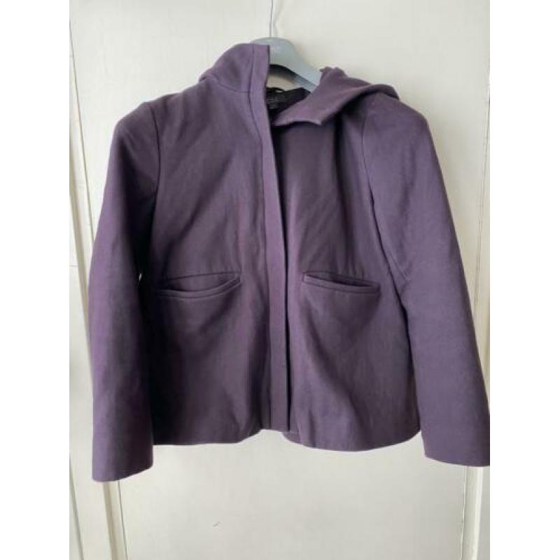 capuchon Jas cos, aubergine, paars, maat 40, wol